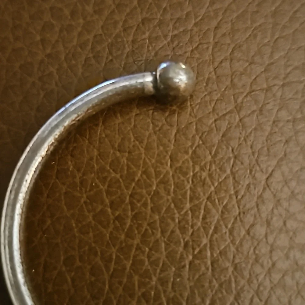 3/$30 Vintage Small Silvertone Blue Gem Cuff Bracelet